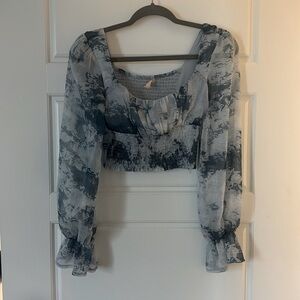 Blue tie dye blouse